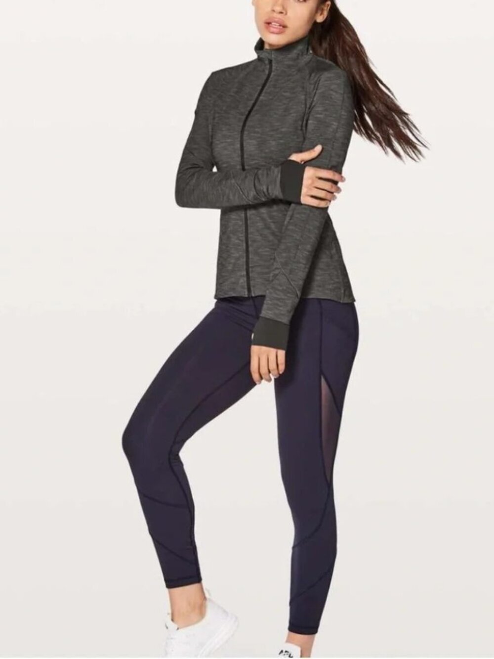 Lululemon Heather Gray Gait Keeper Full-Zip Athletic Jacket Sz 8 - Picture 2 of 10